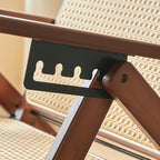 Modern Minimalist Square-Rectangular Nan Bamboo Resin-Woven Foldable Recliner with Backrest and Armrests for Living Room