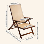Modern Minimalist Square-Rectangular Nan Bamboo Resin-Woven Foldable Recliner with Backrest and Armrests for Living Room