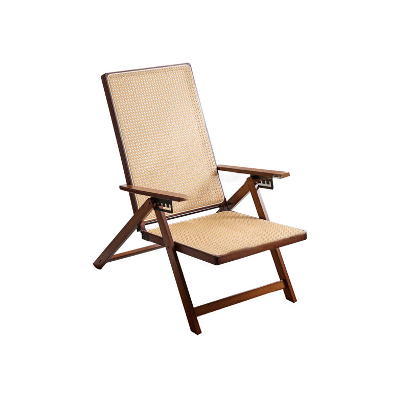 Modern Minimalist Square-Rectangular Nan Bamboo Resin-Woven Foldable Recliner with Backrest and Armrests for Living Room