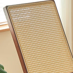 Modern Minimalist Square-Rectangular Nan Bamboo Resin-Woven Foldable Recliner with Backrest and Armrests for Living Room
