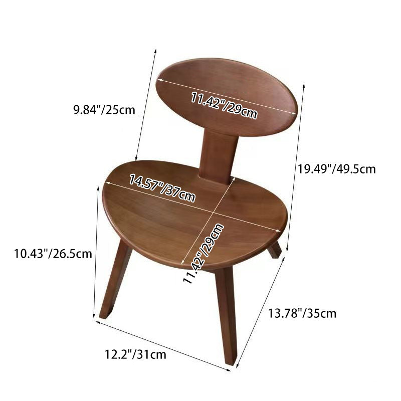 Taburete bajo nórdico contemporáneo de madera de ébano con respaldo para sala de estar