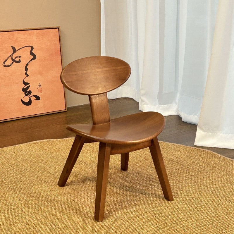 Taburete bajo nórdico contemporáneo de madera de ébano con respaldo para sala de estar