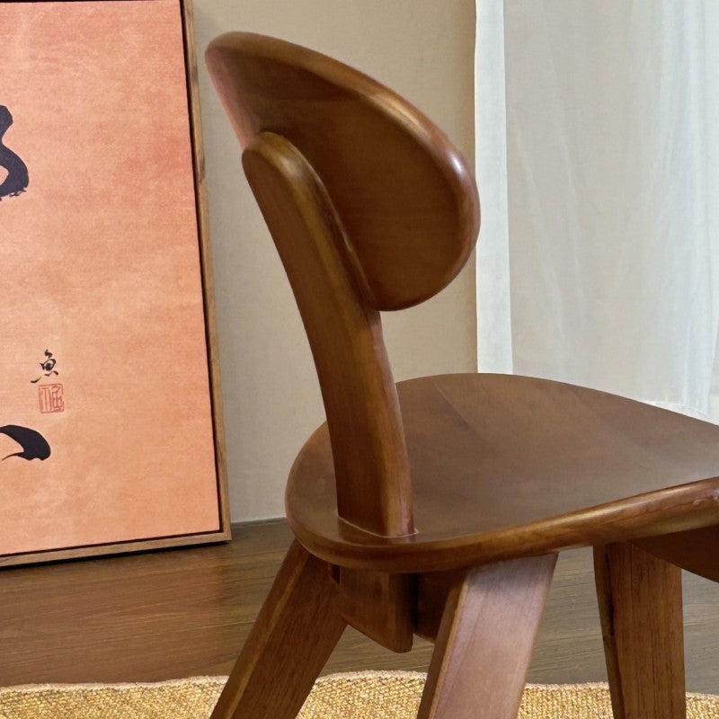 Taburete bajo nórdico contemporáneo de madera de ébano con respaldo para sala de estar