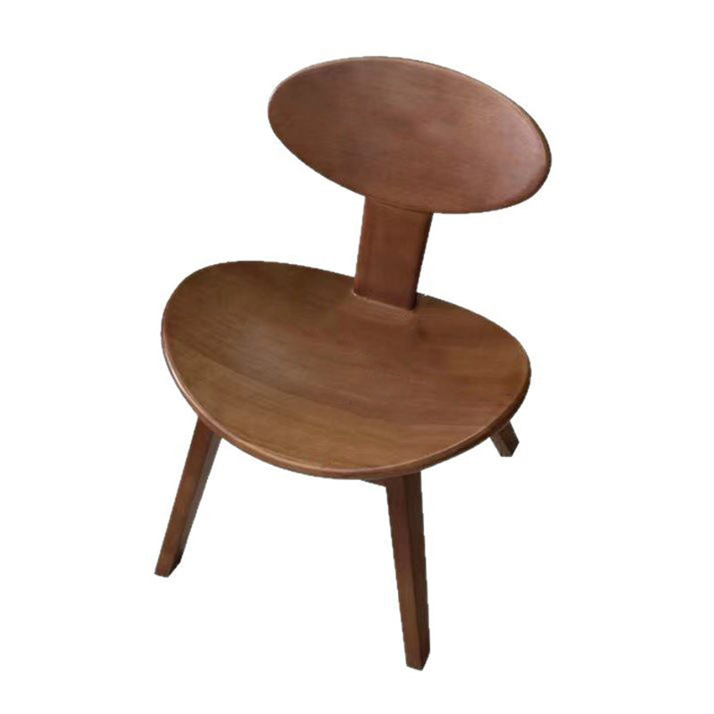 Taburete bajo nórdico contemporáneo de madera de ébano con respaldo para sala de estar