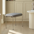 Contemporary Nordic Low Stool — Velvet-Cotton-Linen Upholstery, Square & Rectangular, Stainless Steel Frame, Solid Wood & Plywood Base for Living Room