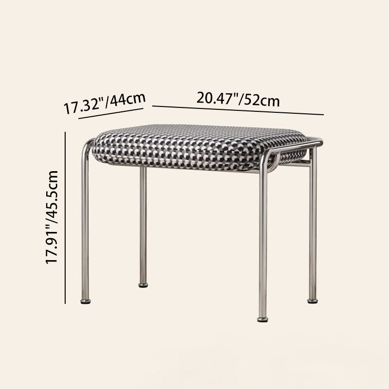 Contemporary Nordic Low Stool — Velvet-Cotton-Linen Upholstery, Square & Rectangular, Stainless Steel Frame, Solid Wood & Plywood Base for Living Room