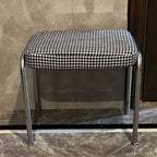 Contemporary Nordic Low Stool — Velvet-Cotton-Linen Upholstery, Square & Rectangular, Stainless Steel Frame, Solid Wood & Plywood Base for Living Room