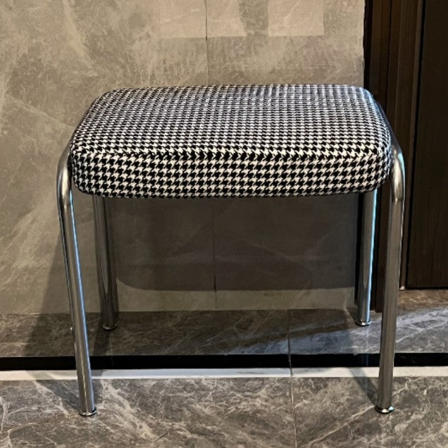 Contemporary Nordic Low Stool — Velvet-Cotton-Linen Upholstery, Square & Rectangular, Stainless Steel Frame, Solid Wood & Plywood Base for Living Room