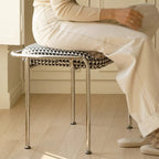 Contemporary Nordic Low Stool — Velvet-Cotton-Linen Upholstery, Square & Rectangular, Stainless Steel Frame, Solid Wood & Plywood Base for Living Room