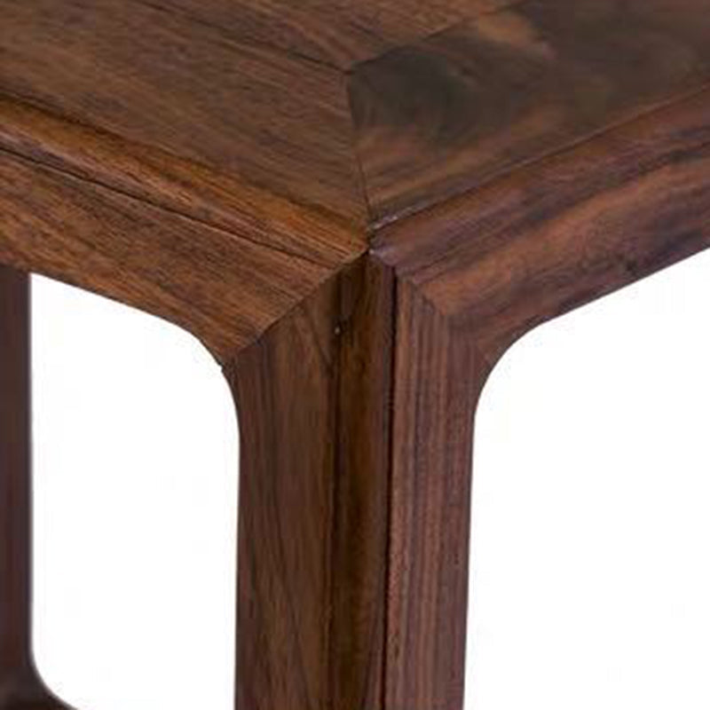 Taburete bajo de madera maciza china tradicional – Acento cuadrado y rectangular para sala de estar