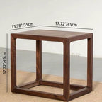 Taburete bajo de madera maciza china tradicional – Acento cuadrado y rectangular para sala de estar