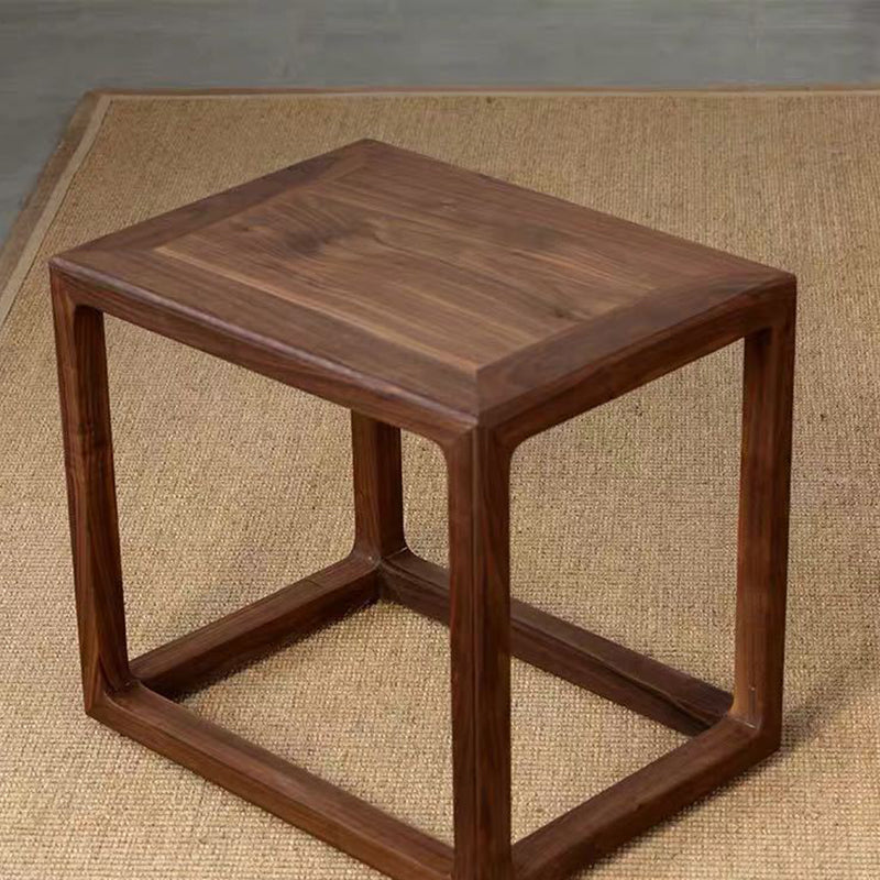 Taburete bajo de madera maciza china tradicional – Acento cuadrado y rectangular para sala de estar