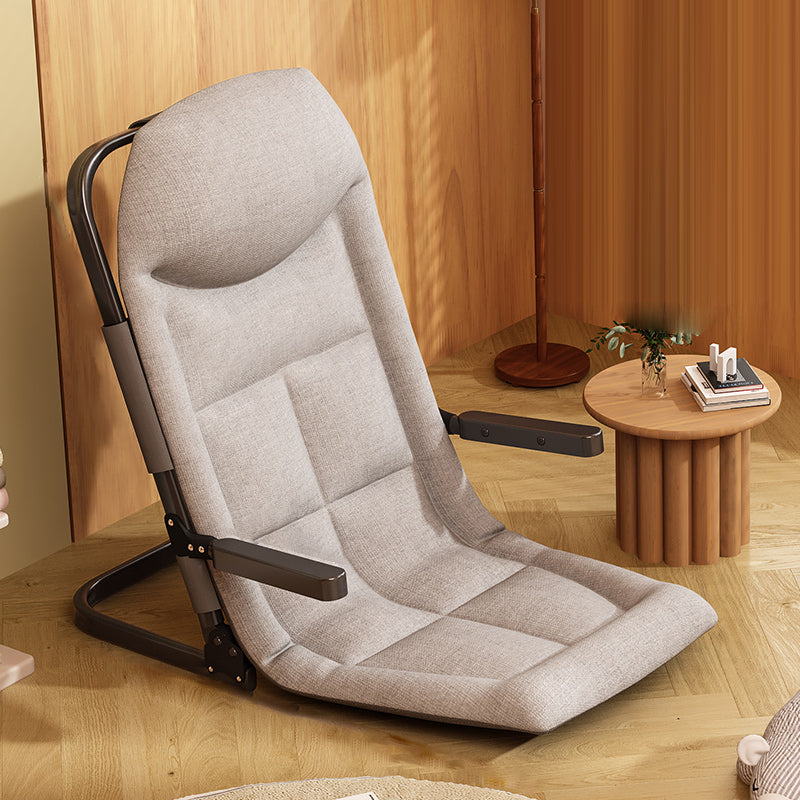 Sleek Modern Minimalist Foldable Recliner Chair with Iron Frame, Cotton-Linen Blend Fabric and Polyester Fiber Padding, Backrest & Armrests for Living Room