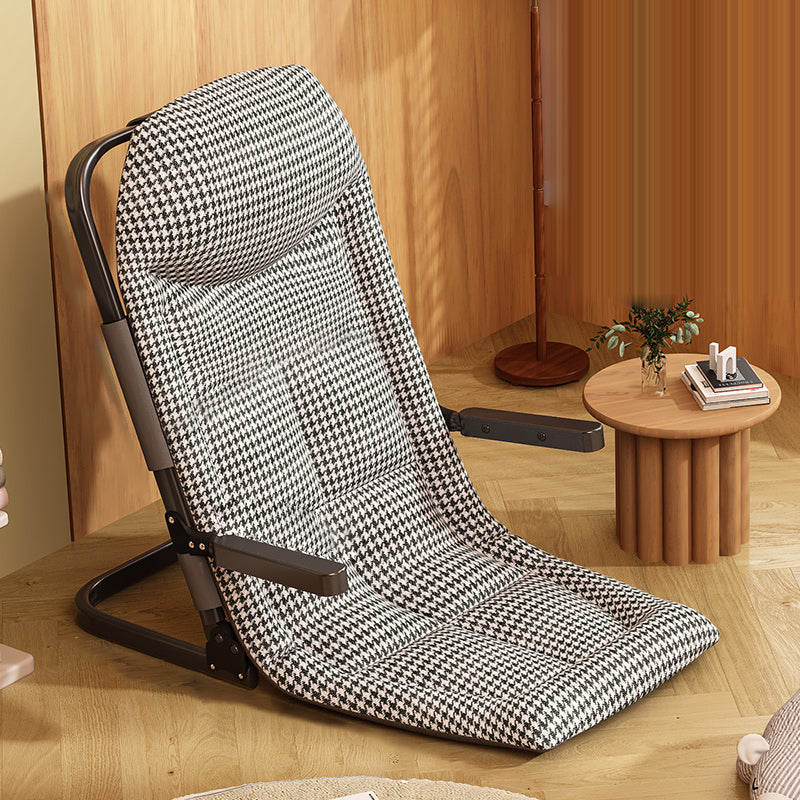 Sleek Modern Minimalist Foldable Recliner Chair with Iron Frame, Cotton-Linen Blend Fabric and Polyester Fiber Padding, Backrest & Armrests for Living Room