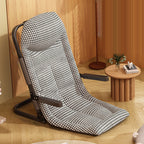 Sleek Modern Minimalist Foldable Recliner Chair with Iron Frame, Cotton-Linen Blend Fabric and Polyester Fiber Padding, Backrest & Armrests for Living Room
