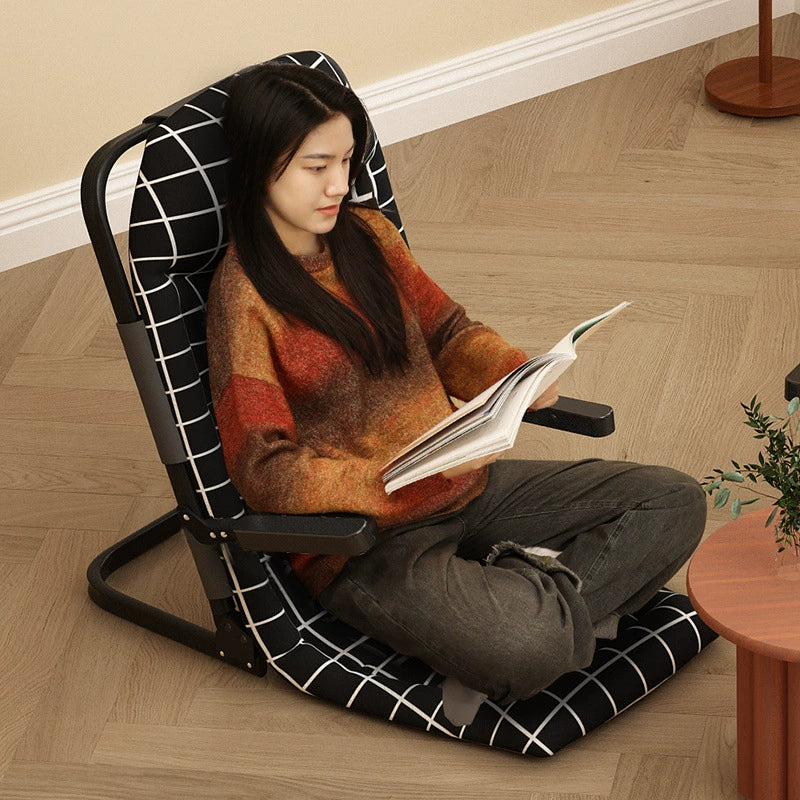 Sleek Modern Minimalist Foldable Recliner Chair with Iron Frame, Cotton-Linen Blend Fabric and Polyester Fiber Padding, Backrest & Armrests for Living Room