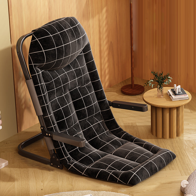 Sleek Modern Minimalist Foldable Recliner Chair with Iron Frame, Cotton-Linen Blend Fabric and Polyester Fiber Padding, Backrest & Armrests for Living Room