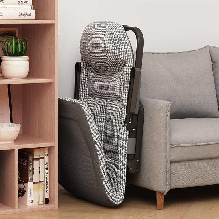 Sleek Modern Minimalist Foldable Recliner Chair with Iron Frame, Cotton-Linen Blend Fabric and Polyester Fiber Padding, Backrest & Armrests for Living Room