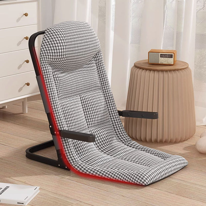Sleek Modern Minimalist Foldable Recliner Chair with Iron Frame, Cotton-Linen Blend Fabric and Polyester Fiber Padding, Backrest & Armrests for Living Room
