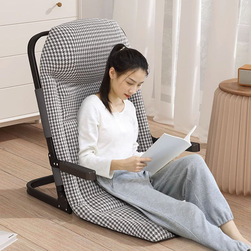 Sleek Modern Minimalist Foldable Recliner Chair with Iron Frame, Cotton-Linen Blend Fabric and Polyester Fiber Padding, Backrest & Armrests for Living Room