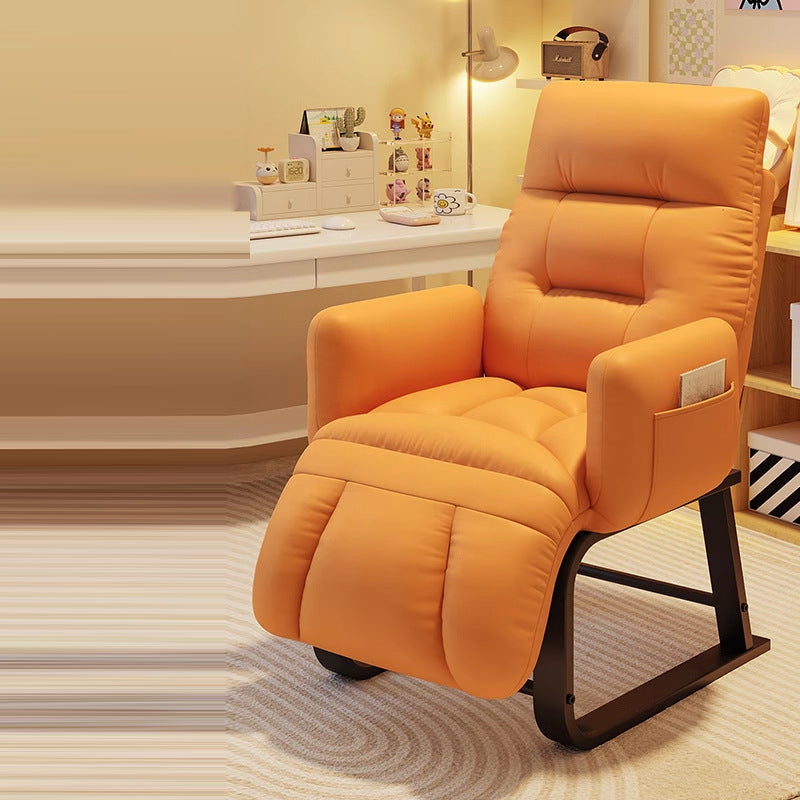 Modern Minimalist Corduroy Fabric Recliner with Iron Frame – Square/Rectangular Backrest and Armrests for Living Room
