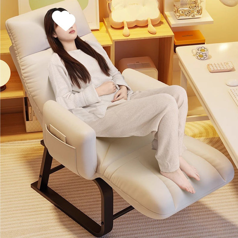 Modern Minimalist Corduroy Fabric Recliner with Iron Frame – Square/Rectangular Backrest and Armrests for Living Room