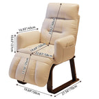 Modern Minimalist Corduroy Fabric Recliner with Iron Frame – Square/Rectangular Backrest and Armrests for Living Room