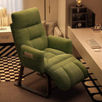 Modern Minimalist Corduroy Fabric Recliner with Iron Frame – Square/Rectangular Backrest and Armrests for Living Room