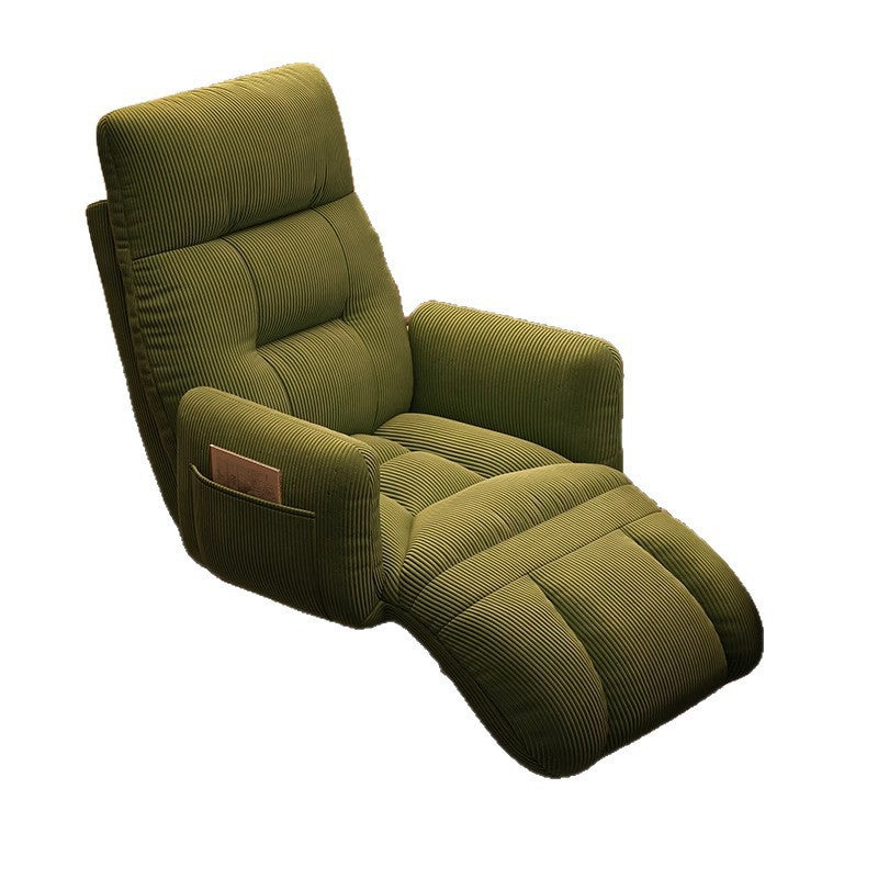 Modern Minimalist Corduroy Fabric Recliner with Iron Frame – Square/Rectangular Backrest and Armrests for Living Room