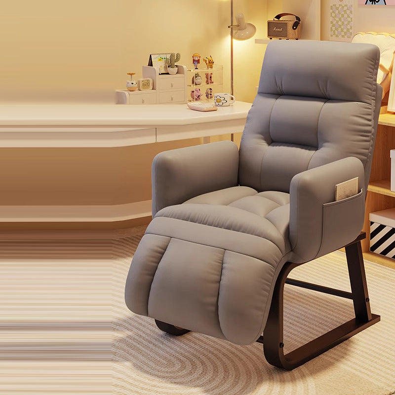 Modern Minimalist Corduroy Fabric Recliner with Iron Frame – Square/Rectangular Backrest and Armrests for Living Room