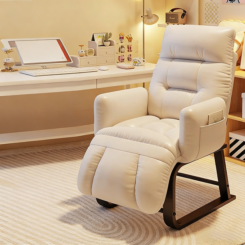 Modern Minimalist Corduroy Fabric Recliner with Iron Frame – Square/Rectangular Backrest and Armrests for Living Room