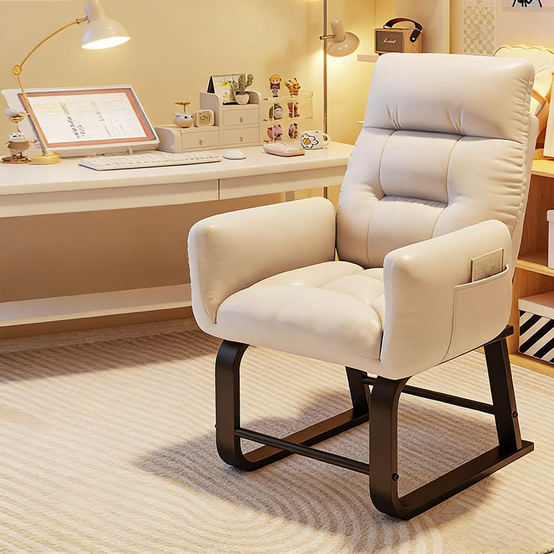 Modern Minimalist Corduroy Fabric Recliner with Iron Frame – Square/Rectangular Backrest and Armrests for Living Room