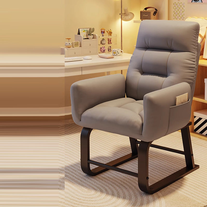 Modern Minimalist Corduroy Fabric Recliner with Iron Frame – Square/Rectangular Backrest and Armrests for Living Room