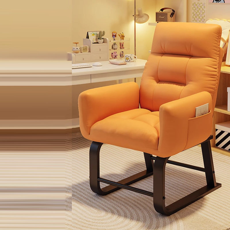 Modern Minimalist Corduroy Fabric Recliner with Iron Frame – Square/Rectangular Backrest and Armrests for Living Room