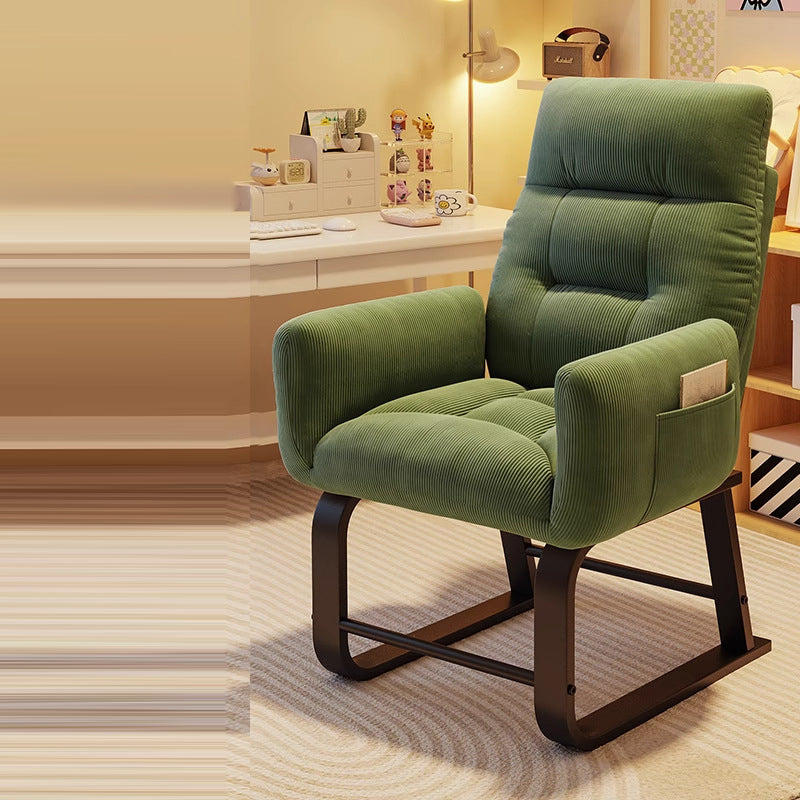 Modern Minimalist Corduroy Fabric Recliner with Iron Frame – Square/Rectangular Backrest and Armrests for Living Room