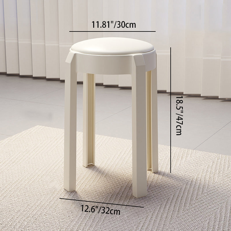 Sleek Modern Minimalist Round PU Leather Stackable Low Stool for Living Room – Space-Saving Seating