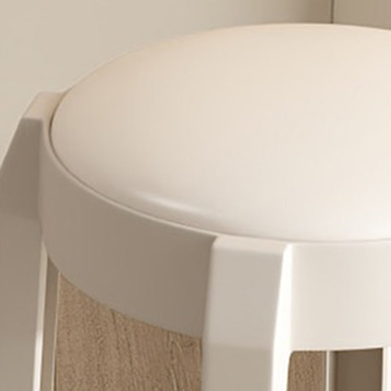 Sleek Modern Minimalist Round PU Leather Stackable Low Stool for Living Room – Space-Saving Seating