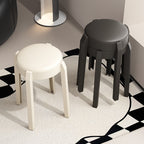 Sleek Modern Minimalist Round PU Leather Stackable Low Stool for Living Room – Space-Saving Seating