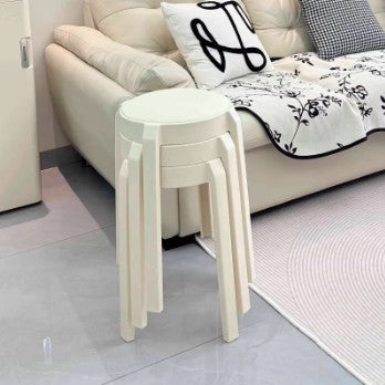 Sleek Modern Minimalist Round PU Leather Stackable Low Stool for Living Room – Space-Saving Seating