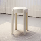 Sleek Modern Minimalist Round PU Leather Stackable Low Stool for Living Room – Space-Saving Seating