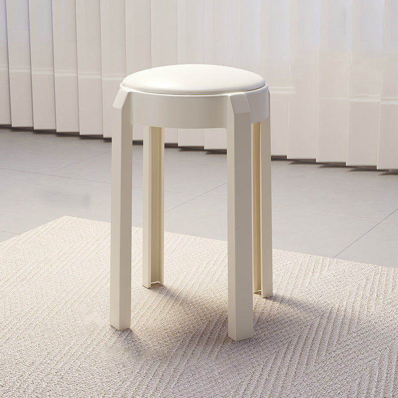 Sleek Modern Minimalist Round PU Leather Stackable Low Stool for Living Room – Space-Saving Seating