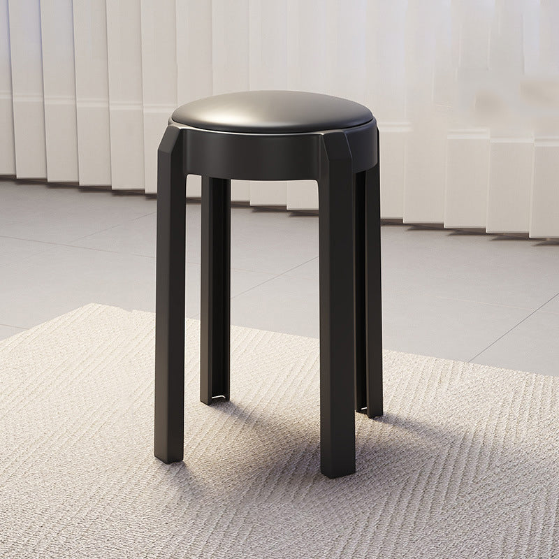 Sleek Modern Minimalist Round PU Leather Stackable Low Stool for Living Room – Space-Saving Seating