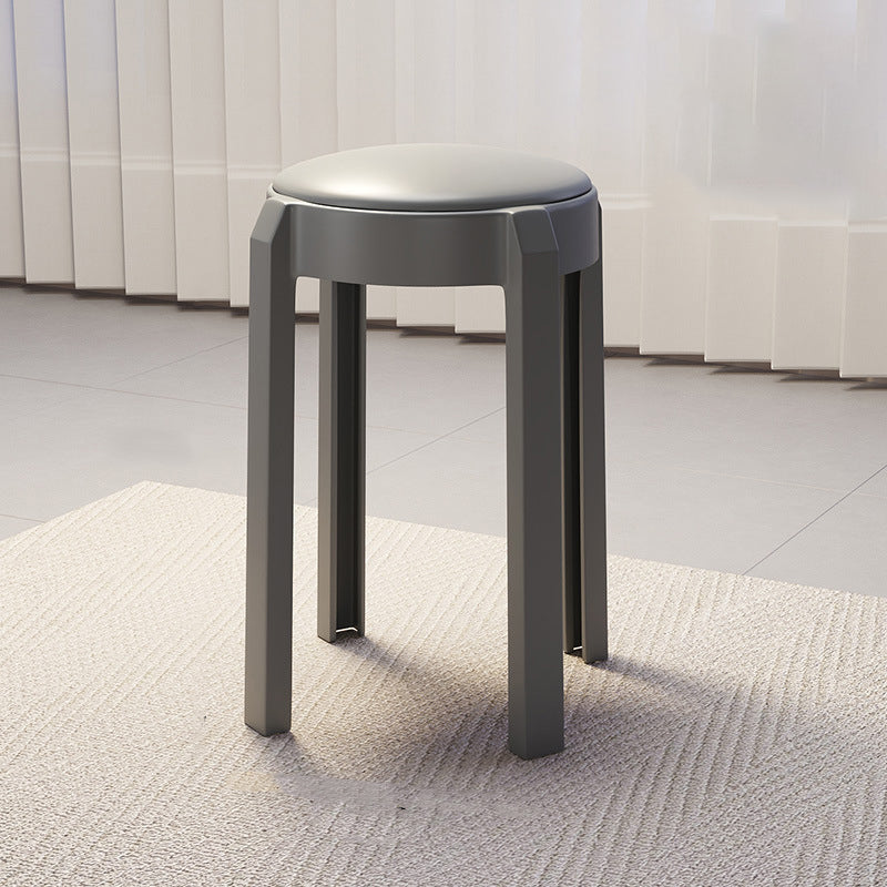 Sleek Modern Minimalist Round PU Leather Stackable Low Stool for Living Room – Space-Saving Seating