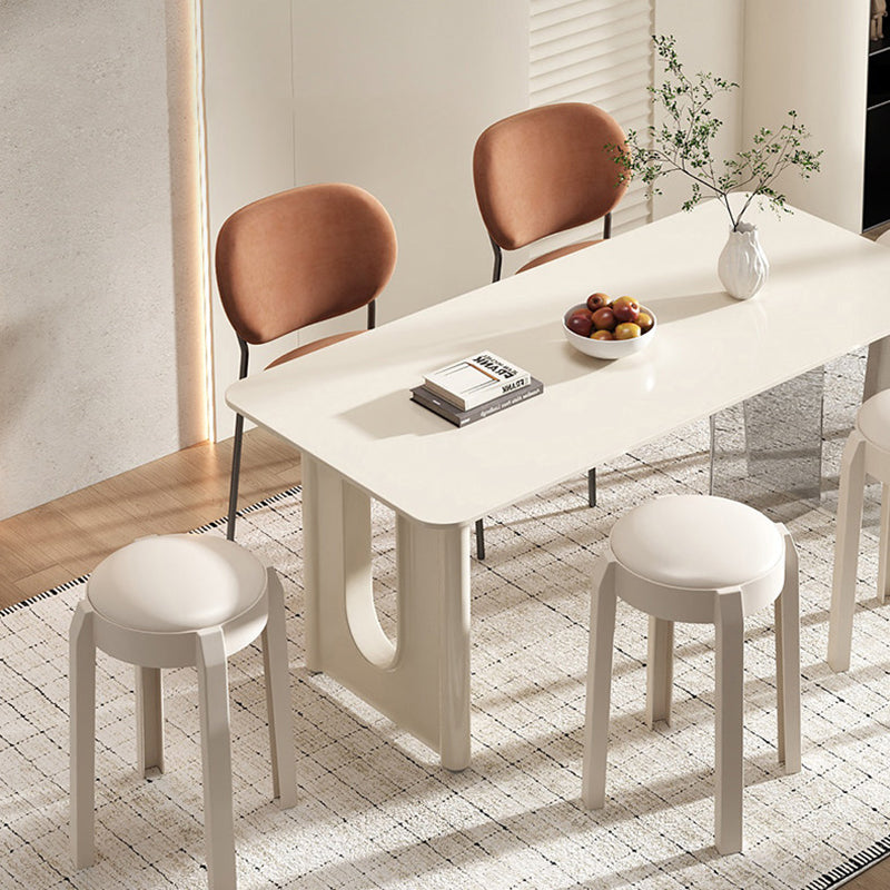 Sleek Modern Minimalist Round PU Leather Stackable Low Stool for Living Room – Space-Saving Seating