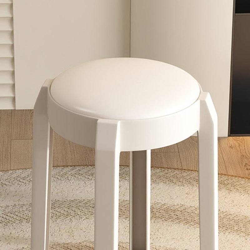 Sleek Modern Minimalist Round PU Leather Stackable Low Stool for Living Room – Space-Saving Seating