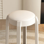 Sleek Modern Minimalist Round PU Leather Stackable Low Stool for Living Room – Space-Saving Seating