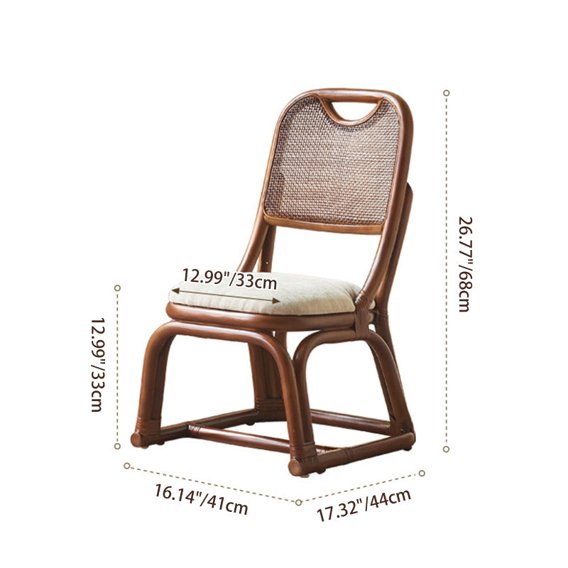 Contemporary Boho Square Stool with Cotton-Linen Weave, Rattan Weaving and Agate Accents — Low Living Room Seat