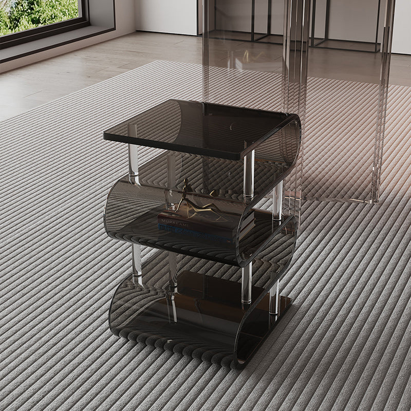 Contemporary Nordic Square Acrylic Storage Stool - Low-Profile Seating for Living Rooms