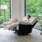 Sofá reclinable manual moderno minimalista cuadrado-rectangular de polipiel y terciopelo con estructura de madera maciza y contrachapada, con respaldo y reposabrazos para salón
