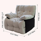 Sofá reclinable manual moderno minimalista cuadrado-rectangular de polipiel y terciopelo con estructura de madera maciza y contrachapada, con respaldo y reposabrazos para salón